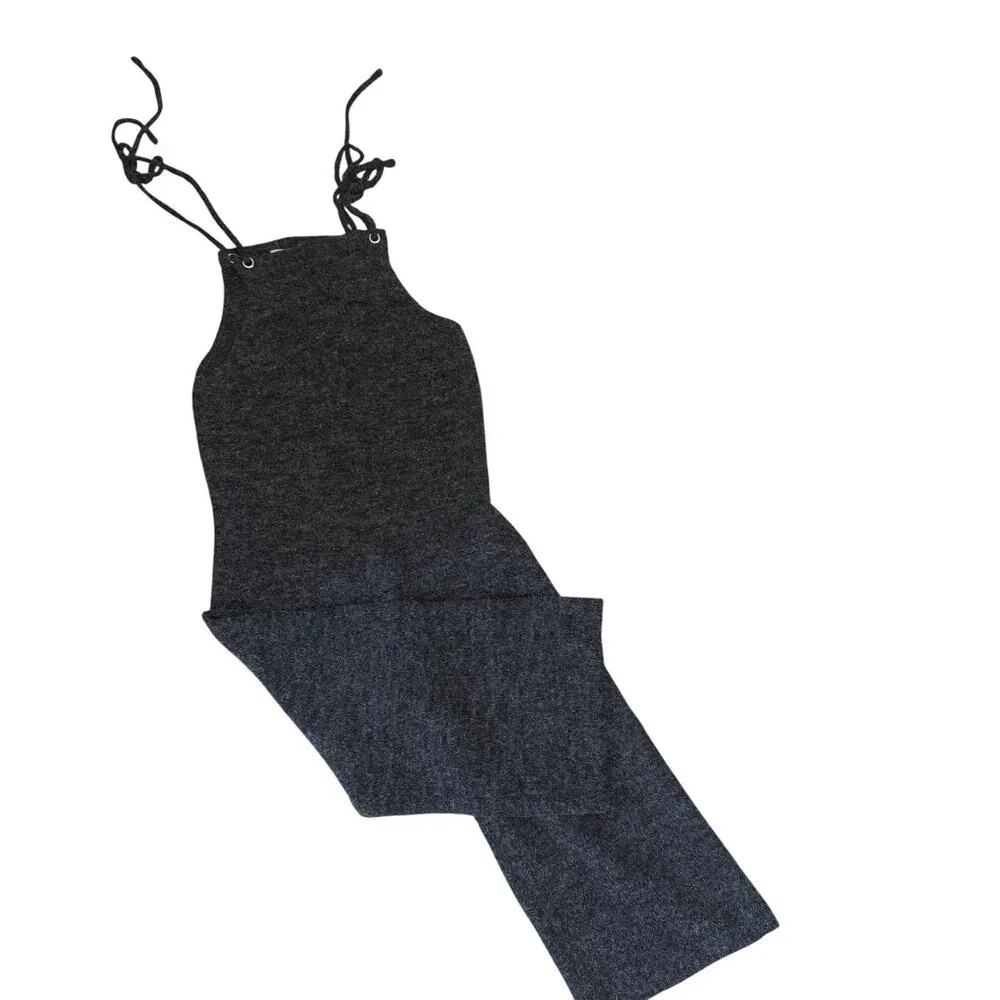 Emory Park Women's Knit Sweater Stretch Wide Leg Jumpsuit Gray Sz S - Picture 3 of 8